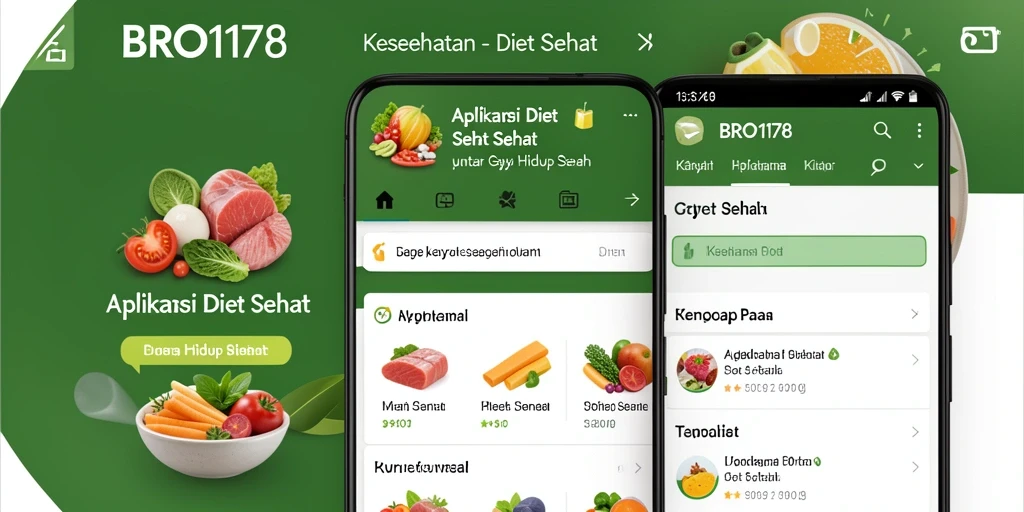 Antarmuka pengguna aplikasi Diet Sehat BRO178 yang menarik.