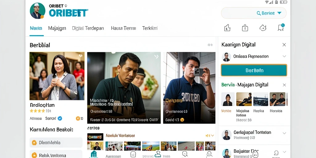 Antarmuka ORIBET menampilkan berita dengan desain yang menarik.