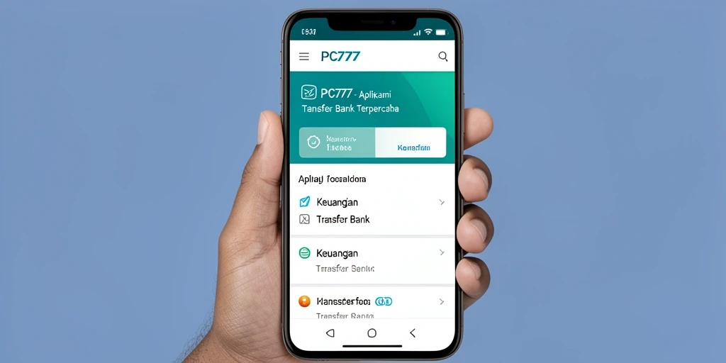 Tampilan antarmuka aplikasi PC777 saat melakukan transfer bank.