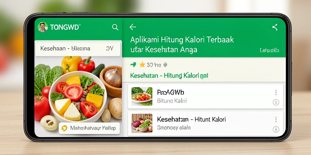 Tampilan antarmuka TONGWD saat menghitung kalori makanan.