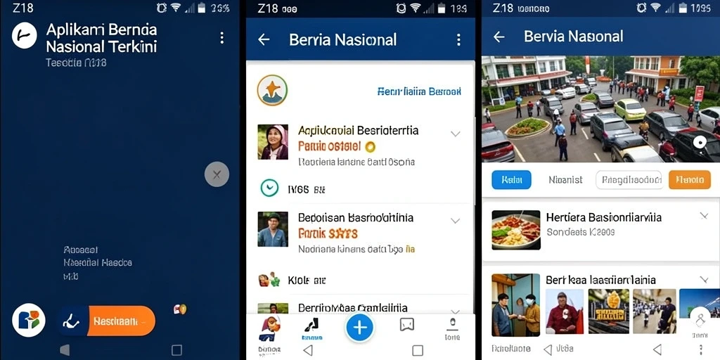 Antarmuka aplikasi Z18 dengan berbagai kategori berita nasional.
